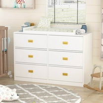 KULAGAGA 6 Drawer Dresser Changing Table Dresser for Nursery Bedroom White