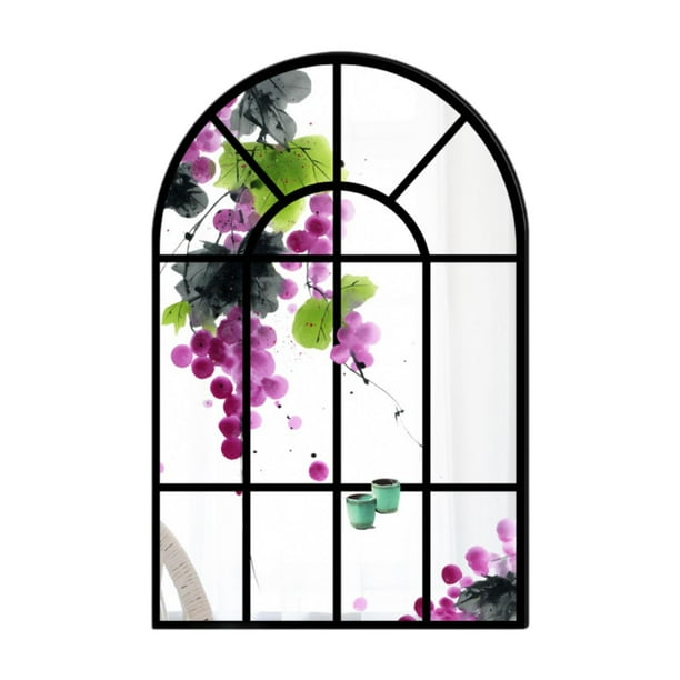 Espejo de arco de ventana rústico simple de acrílico, espejo decorativo para sala de estar B