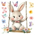 thumbnail image 2 of AuroraX Easter Bunny Window Clings Cute Rabbit On Swing Static Stickers for Glass Windows Reusable Holiday Decals for Home Office School,Large Spring Decor, 2 of 9