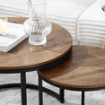 thumbnail image 6 of IVV 2-Piece Nesting Coffee Tables Set - Round Living Room Tables with Sturdy Metal Frame & MDF Top, Space-Saving Design - 23.6" & 15.7" Dia (Brown+Black), 6 of 7