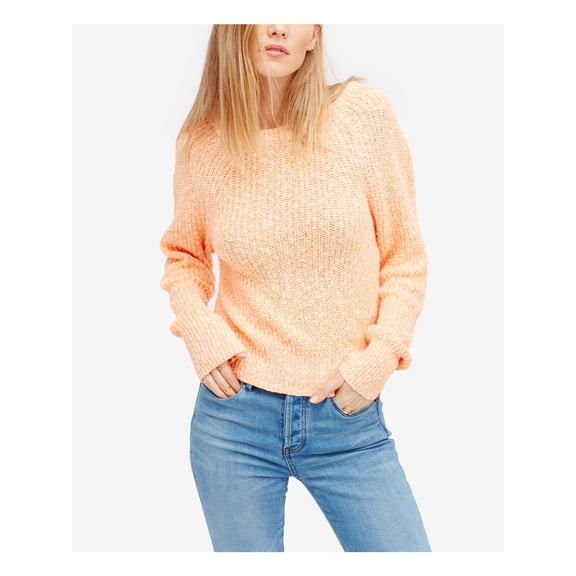 FREE PEOPLE $98 Womens 1512 Orange Pullover Scoop Neck Long Sleeve Sweater M B B