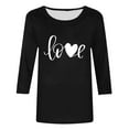 thumbnail image 4 of Levmjia Womens Tops Sweatshirts Valentine Print Solid Color Round Neck Loose Long Sleeve T-Shirt Breathable Comfortable Holiday Work Commute Home Casual Wear, 4 of 5