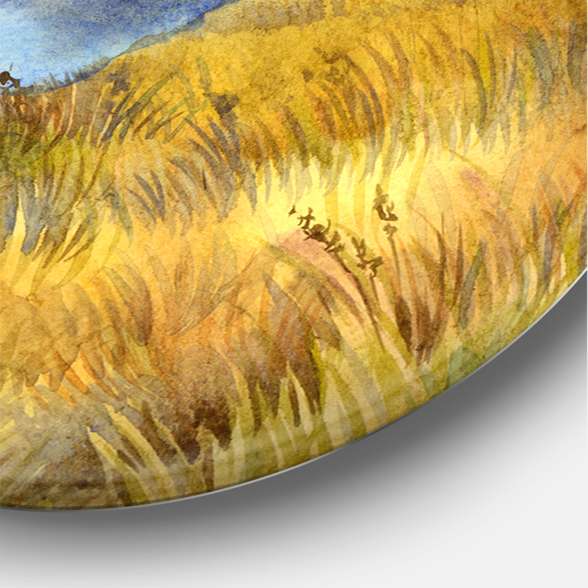 Designart 'The Awakening of Nature Over Meadows' Lake House Circle Metal Wall Art 23x23 - Disc of 23