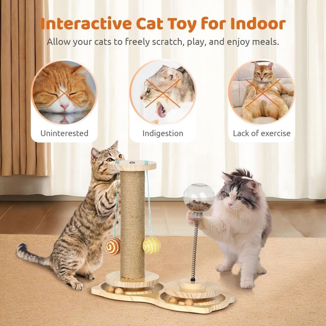 AmgoCat Scratching Post & Interactive Cat Toy Ball with 0.7 Inch Feeding Hole