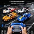 thumbnail image 5 of BUBUQE Slot Car Race Track Sets w/ 4 High-Speed Racing Slot Cars Electric Dual Racing Game w/2 Controllers Circular Overpass Track Gifts Toys for Kids, 5 of 8