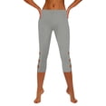 thumbnail image 3 of Capri Leggings for Women Spring Summer Elastic High Waist Slim Fit Hollow out Workout Yoga Pants Capris Leggings, 3 of 5