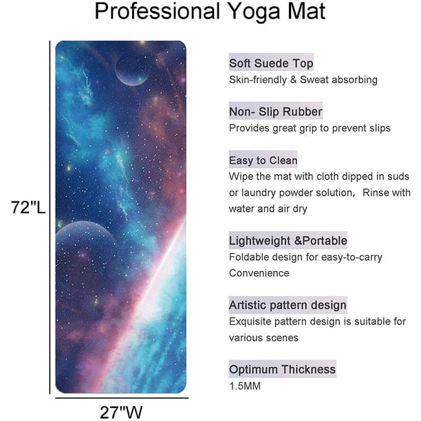 Galaxy Space Yoga Mat, Foam Yoga Mat, Microfiber Rubber Backed