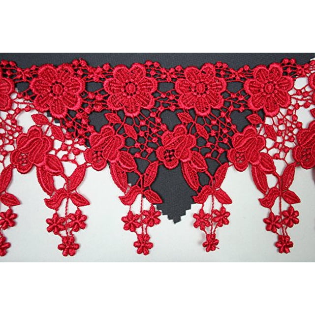Altotux Guipure en Dentelle de Venise à Fleurs Brodées Pendantes 4,5 Pouces 12 Couleurs par Yd (Rouge)