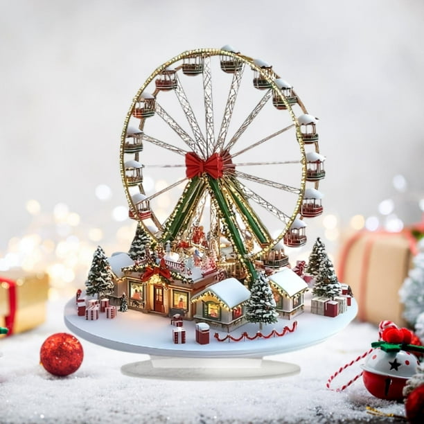 Casas navideñas de acrílico, decoración con ruedas, decoración navideña, decoración única y atractiva para fiestas, exhibición de escritorio para