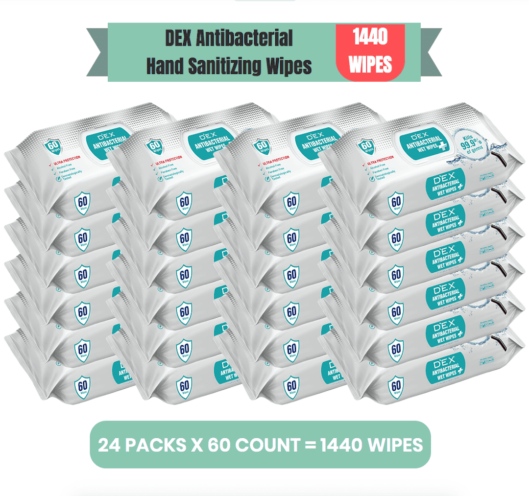 (24 pack) Dex Antibacterial Wipes, Hand Sanitizing Wipes, Daily Face