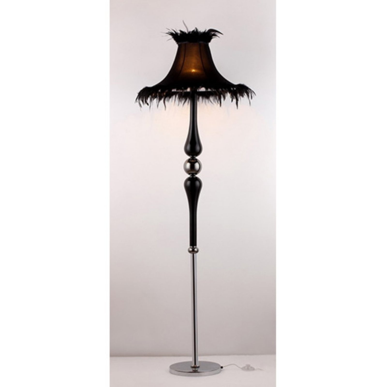 Cyrene Black Fabric-Chrome Floor Lamp