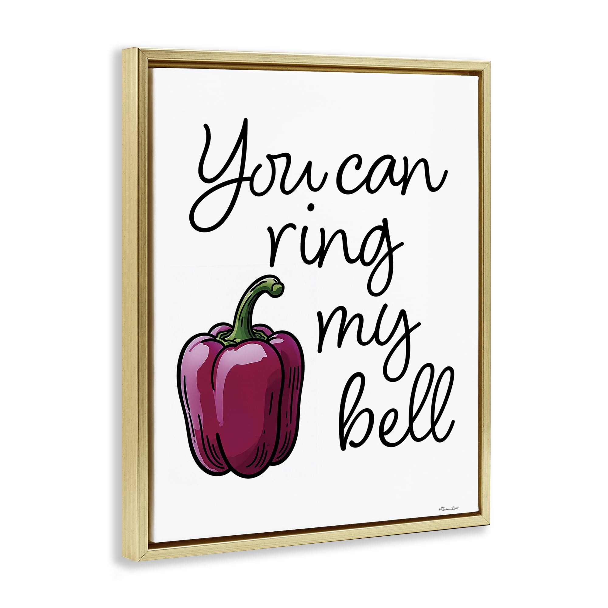 Stupell Industries Ring My Bell Pepper Gold Framed Floater Canvas Wall Art, design by Susan Ball