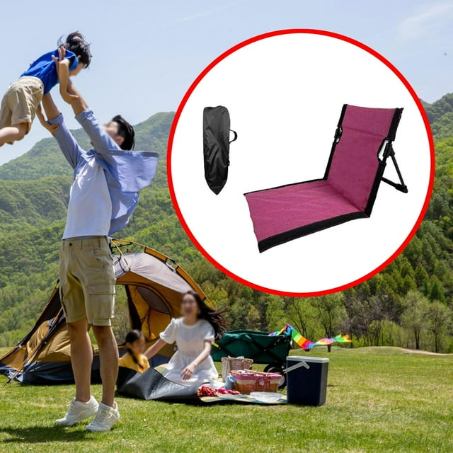 DYNWAVECA Chaise de Sol avec Support Dorsal Chaise Longue de Plage avec Sac de Rangement Chaise de Sable Sièges de Plage pour Concerts de Jardin Randonnée Pitaya Couleur39x40x38