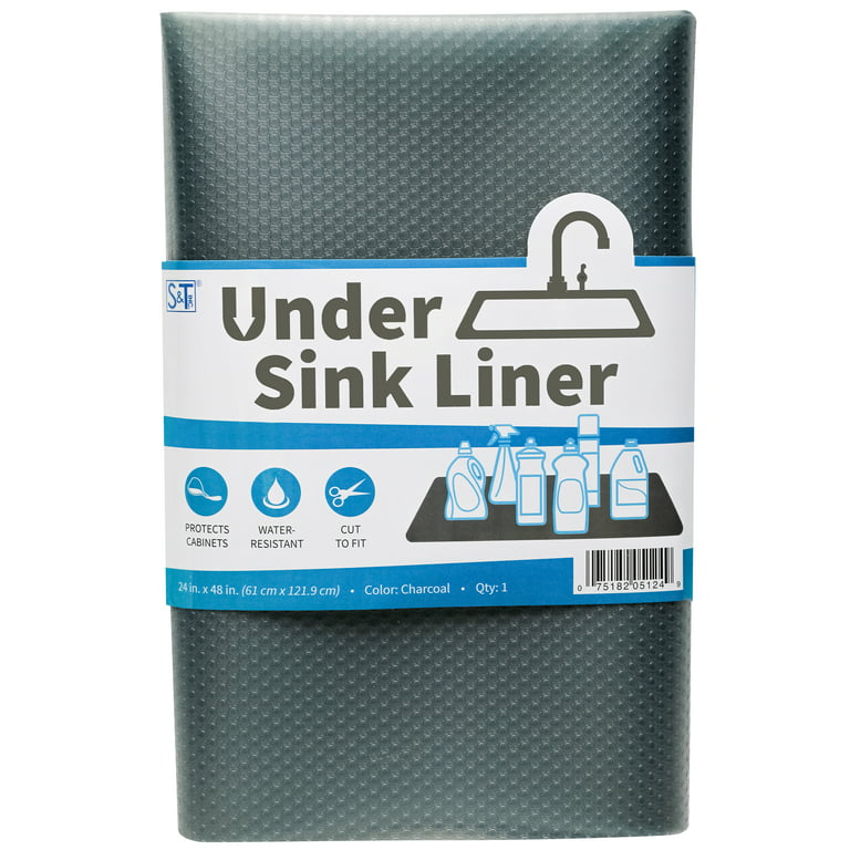 Under Sink Mat Shelf or Drawer Liner in Graphite (24 in. x 48 in.)