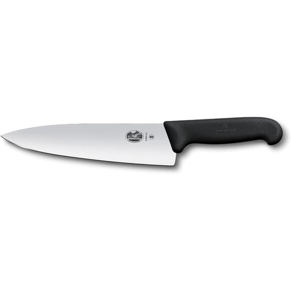 Fibrox Pro 8 Inch Chefs Knife, Dishwasher Safe, Black | Ergonomic TPE non-slip handle for professional chopping, slicing, and dicing. Swiss made, dishwasher safe kitchen tool