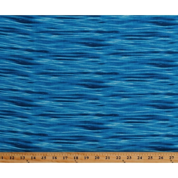 Cotton Water Waves Ripples Ocean Lake Landscape Medley Deep Blue Cotton Fabric Print by the Yard (365DEEPBLUE)