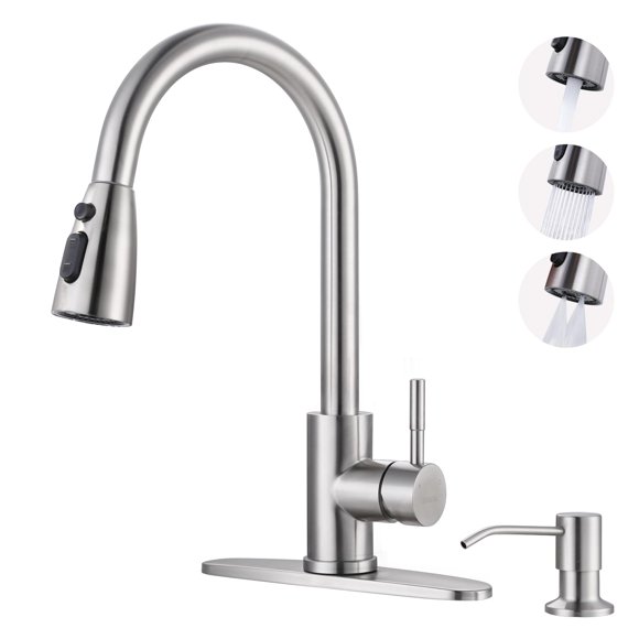 Grifo de cocina WOWOW 304 de acero inoxidable con dispensador de jabón