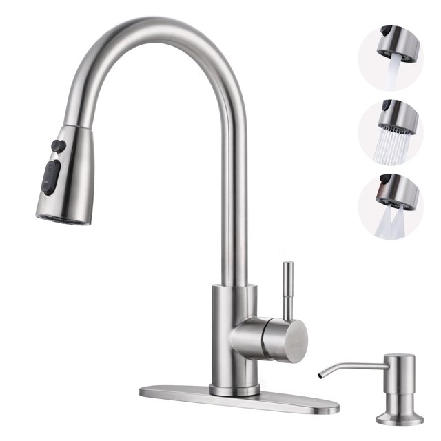 Grifo de cocina WOWOW 304 de acero inoxidable con dispensador de jabón
