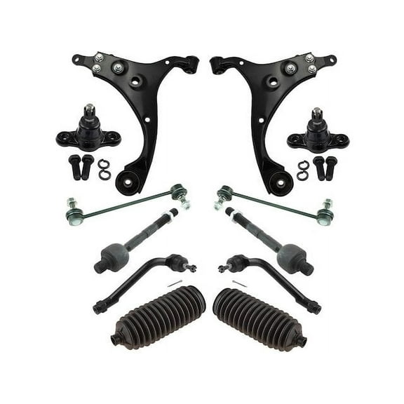 Front Control Arm Ball Joint Tie Rod and Sway Bar Link Kit 12 Piece - Compatible with 2010 - 2013 Kia Forte 2011 2012