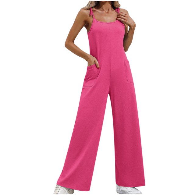 Yuyuzo Women's Overalls 1 Piece Jumpsuits Sleeveless Wide Leg Pants Rompers with Pockets