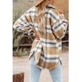 thumbnail image 3 of Womens Casual Plaid Button Down Long Sleeve Shirts Flannel Shacket Jacket Coats Button Down Pocketed Coats Shacket, 3 of 5