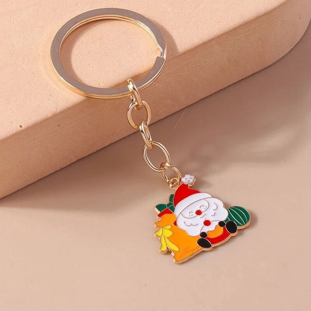 Llavero navideño de dibujos animados para mujer, colgantes de llavero de Papá Noel, muñeco de nieve, llavero de coche, decoración de bolso, regalos hechos a mano