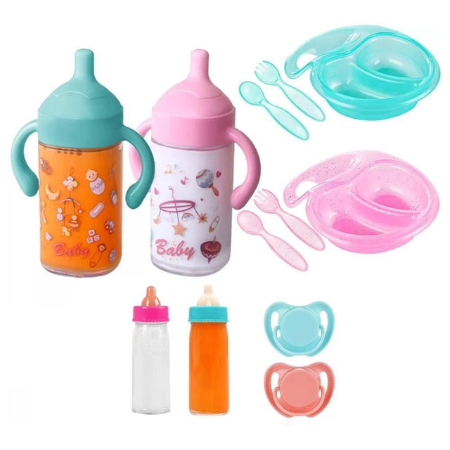 12 Pcs Baby Doll Accessories Magic Bottle Set,Doll Feeding Set with Package,Pretend Play Feeding Toys for Kids,Girls,Party,Gift