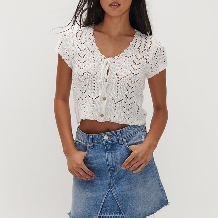トップス Our Legacy Cotton Crochet Our Legacy Crochet Retreat Shirt - Black/White | Garmentory