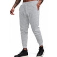 thumbnail image 1 of Men Casual Pants Elastic Waist Drawstring Solid Color Textured Trousers Lightweight Daily Long Pant with Pockets Gray XXL, 1 of 8