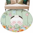 thumbnail image 6 of Easter Round Rug 8ft Washable Circle Rugs Non Slip Spring Watercolor Bunny Eggs Wooden Grain Green Large Area Rug Indoor Floor Carpet for Bedroom Kitchen Living Room Home Office Dining Room Nursery, 6 of 8