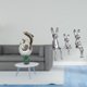 thumbnail image 2 of Escultura moderna abstracta de cerámica con forma de familia de delfines y conejos para soporte de TV, chimenea, oficina, sala de estar, mesa de centr, 2 of 8