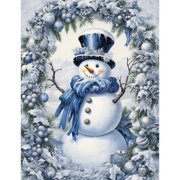 Snowman Diamond Art Painting Kits for Adults & Kids Beginner, DIY Paint with Diamond Dots Gem Art Craft Set Picture Gift 12 * 16 inch