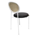 thumbnail image 6 of LeisureMod Leather Dining Chair Armless Rattan Back Side Chair Modern Accent Chair Comfortable Padded Seat Kitchen Chair with Powder-Coated Stainless Steel White Base Euston Collection in Charcoal, 6 of 7