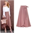 thumbnail image 4 of Falda de media longitud, otoño de mujer, falda irregular de cintura alta, falda con abertura, talla grande, largo medio, falda de mujer con cordones, largo medio, 4 of 5