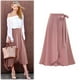 thumbnail image 5 of Falda de media longitud, otoño de mujer, falda irregular de cintura alta, falda con abertura, talla grande, largo medio, falda de mujer con cordones, largo medio, 5 of 5