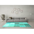 thumbnail image 3 of Ahgly Company Indoor Rectangle Checkered Turquoise Blue Modern Area Rugs, 7' x 10', 3 of 4