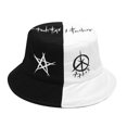 thumbnail image 2 of Techinal Unisex Black White Color Block Hip Hop Bucket Hat Graffiti Star Print Panama Cap, 2 of 10