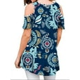 thumbnail image 3 of GORHGORH Women Casual Paisley Floral Print Off-The-Shoulder Short Sleeve Blouse Tee Shirt Top, 3 of 5