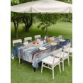 thumbnail image 4 of Outdoor Tablecloth with Umbrella Hole for Patio/Picnic/Party/Camping, Bohemia Waterproof Table Cloth Rectangle Table Cover Washable, Vintage Abstract Minimalist Texture Blue Brown (60"x 102"), 4 of 9