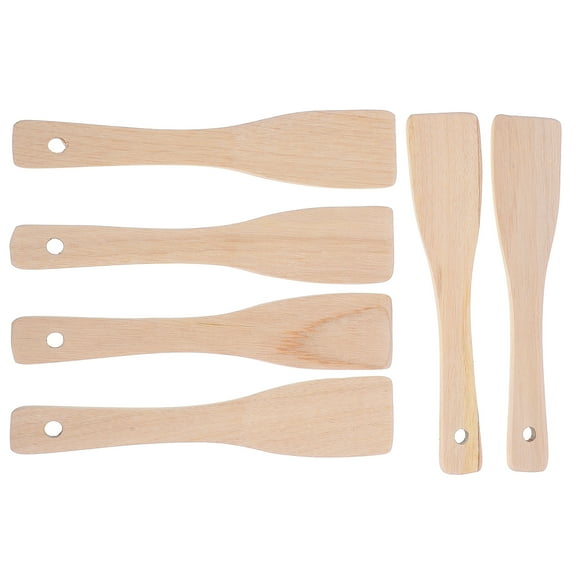 6pcs Wooden Cooking Spatula Small Wooden Spatula Cake Cream Scraper Multi-Purpose Wood Scraper Wood Pizza Spatula Bbq Grill Spatula