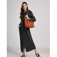 thumbnail image 5 of Womens Casual Button Down Denim Maxi Dress Lapel Long Sleeve Long Jean Dresses with Pockets, 5 of 6