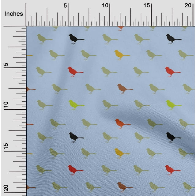 oneOone Cotton Silk Fabric Artistic Bird Print Sewing Fabric BTY 42 Inch Wide