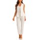 thumbnail image 2 of CHALECO DE OFICINA CON CINTURÓN Y HEM PEPLUM DE BOTONES Y COLLAR EN PICO SIN MANGAS PARA MUJERES INSPIRE CHIC TALLA XS BLANCO, 2 of 6