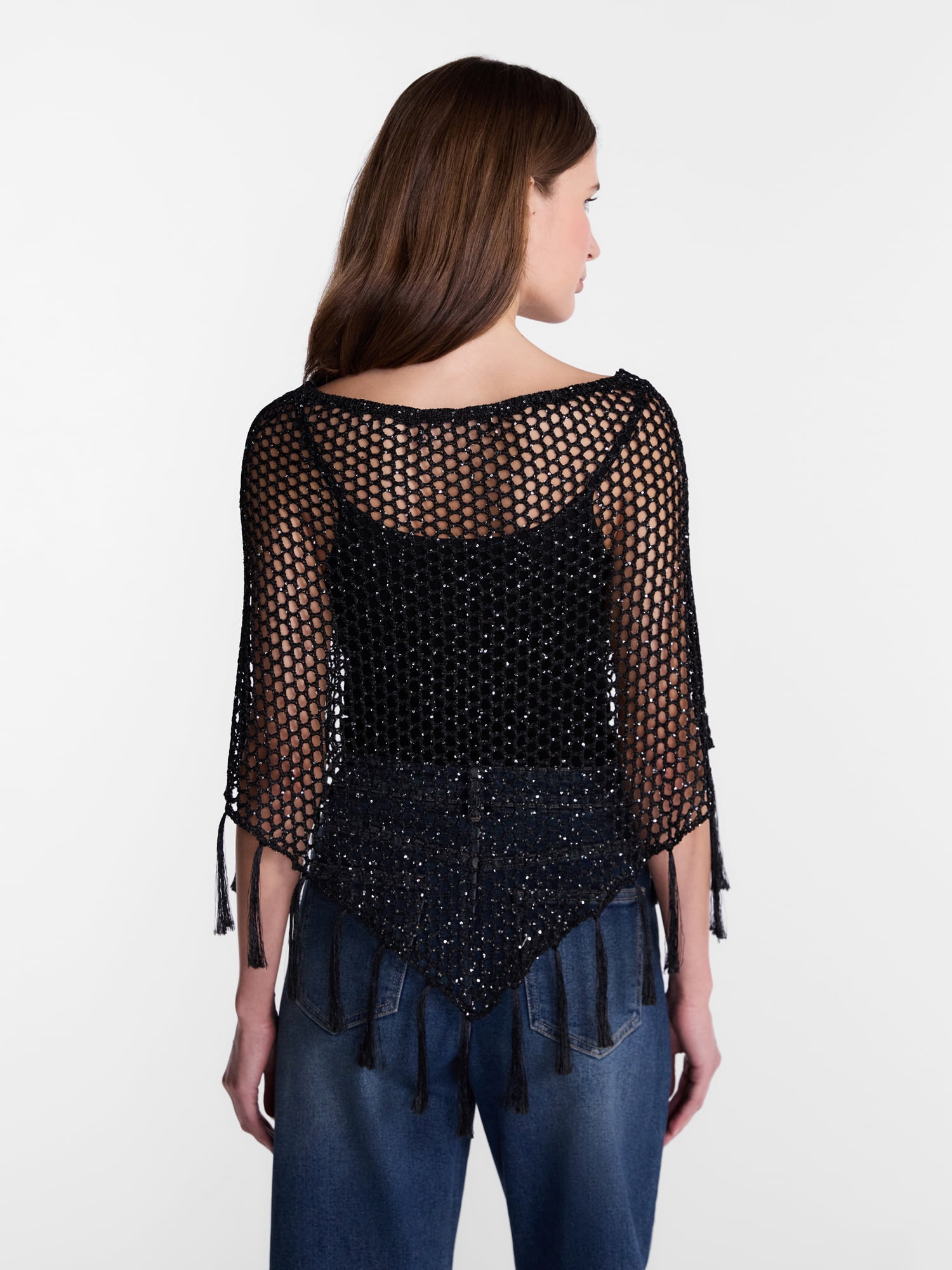 Madden NYC Women's Sequin Poncho, Sizes XS-XXL