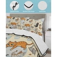 thumbnail image 4 of Quilts Twin-XL Size Bedding Set, Rustic Cat Lightweight Quilted Comforter, Funny Cute Fish Leaves Bubble Soft Reversible Bedspread Coverlet with Pillow Covers for All Season, 68" x 98", 4 of 7