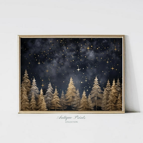 Winter Pine Forest Wall Art, Abstract Winter Festive, Winter Farmhouse Festives Decor, Rustic Snowy Landscape Prints Poster, Unframed Poster Size 8x12