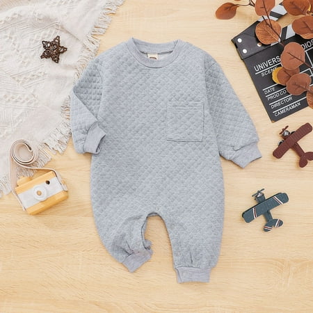 

NIUREDLTD Baby Girls Boys Autumn Solid Long Sleeve Romper Jumpsuit Clothes