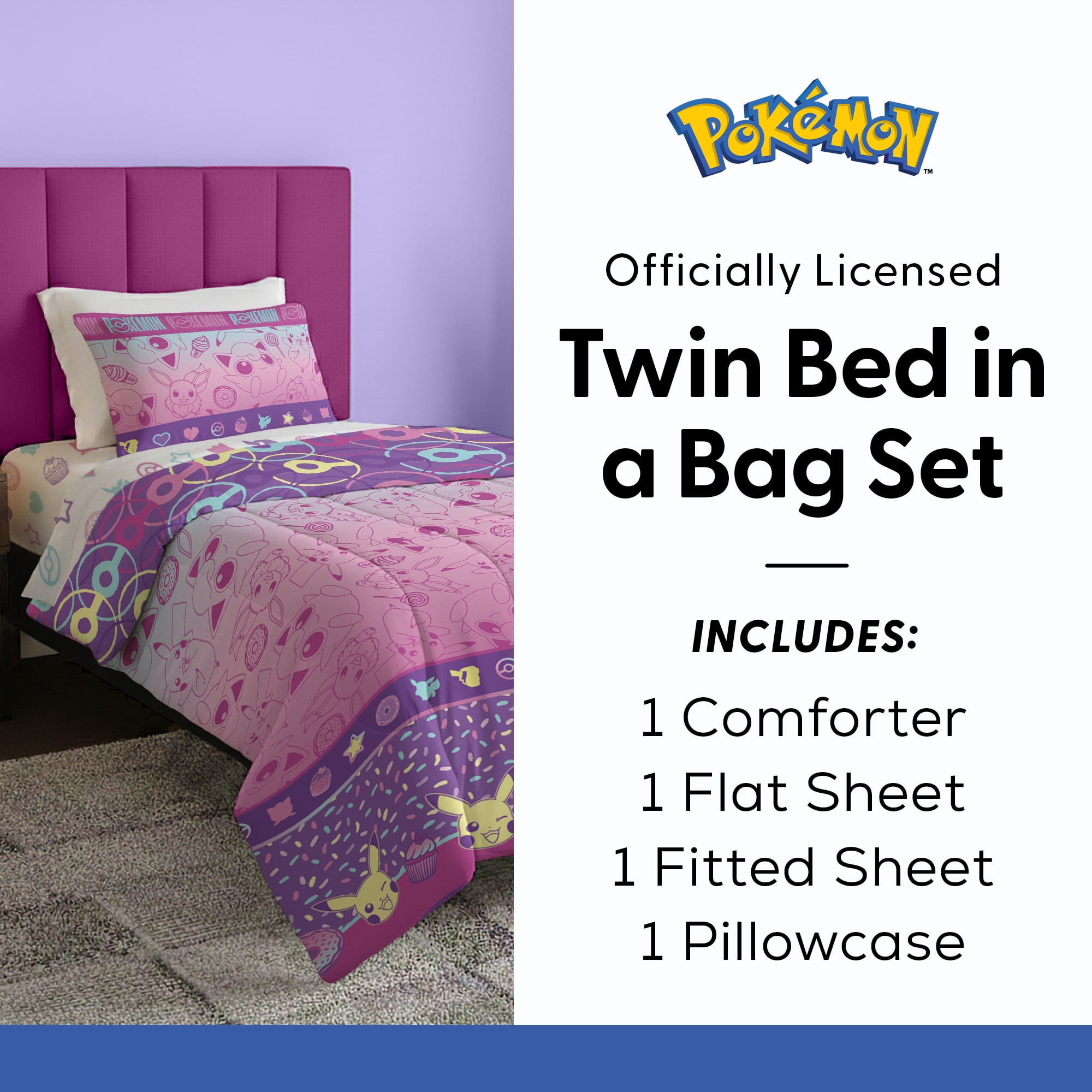 Pokemon Light And Sweet Twin Bed in a Bag Bedding Set