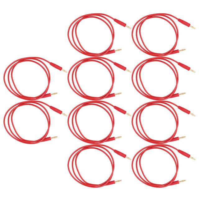 Juego de 10 Cables de Prueba de Conector Banana de 4 Mm Soldadura de Latón Niquelado en Oro Macho a Macho 1000 V 15 A para Proyectos Eléctricos negro Y Rojo 2 Colores ANGGREK Otros