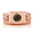 thumbnail image 2 of Gem Stone King Men's 18K Rose Gold Plated Silver Brown Smoky Quartz Ring (1.73 Cttw, Gemstone Birthstone, Available in Size 7, 8, 9, 10, 11, 12, 13), 2 of 5